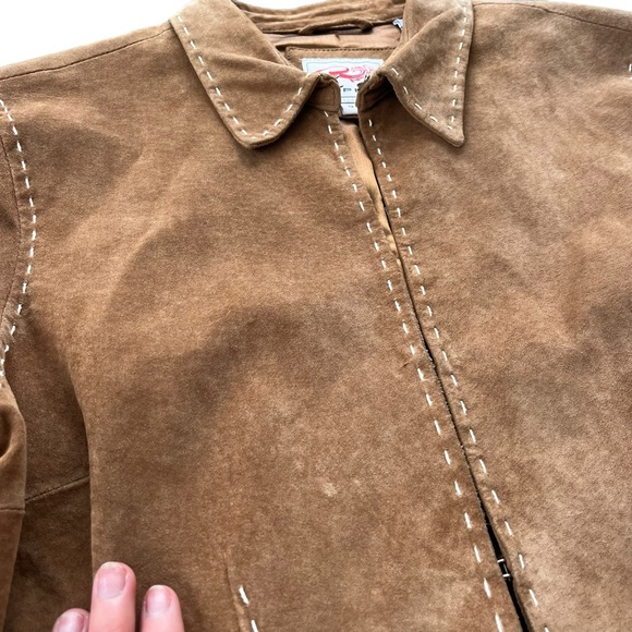 Roper Women’s Sz Medium Soft Suede Leather Lined Pearl Snap Cuffs Western Jacket - Picture 7 of 16
